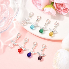 Подвеска в виде ангела из стекла и пластика ABS с имитацией жемчуга, с цинковым сплавом застежками омаров коготь