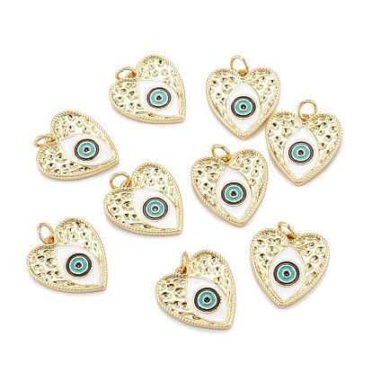 Латунь эмаль подвески, с прыжковых колец, долговечный, сердце с сглаза