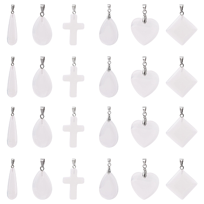 Opalite Pendants, with Iron and Brass Bails, Mixed Shapes