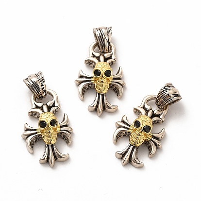 Rack Plating Brass Micro Pave Cubic Zirconia Pendants, Long-Lasting Plated, Lead Free & Cadmium Free, Real 18K Gold Plated, Cross