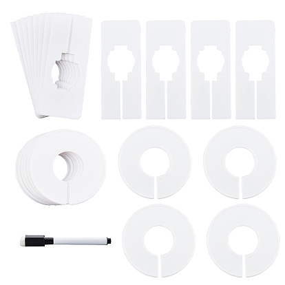 61Pcs 3 Style Rectangle & Flat Round Blank Clothing Rack Size Divider and Dry Erase Markers with Magnetic Cap