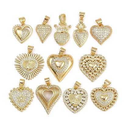 Латунные микропаве прозрачные подвески с фианитом, сердце