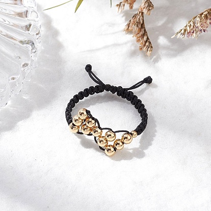 Регулируемые кольца из нейлоновой оплетки, с латунной бисера