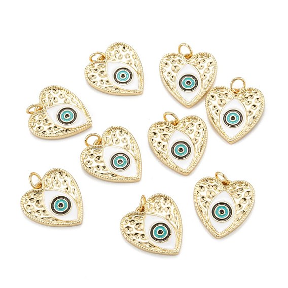 Латунь эмаль подвески, с прыжковых колец, долговечный, сердце с сглаза