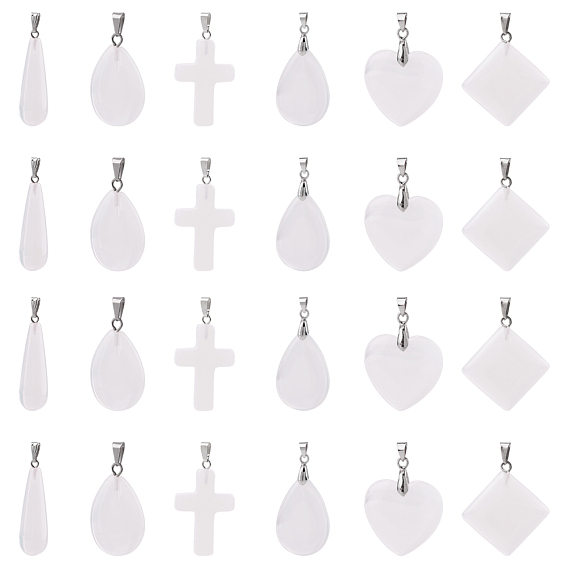 Opalite Pendants, with Iron and Brass Bails, Mixed Shapes