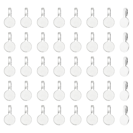 150шт. тибетский стиль сплав клей на плоской подложке подвесные петли, плоско-круглые