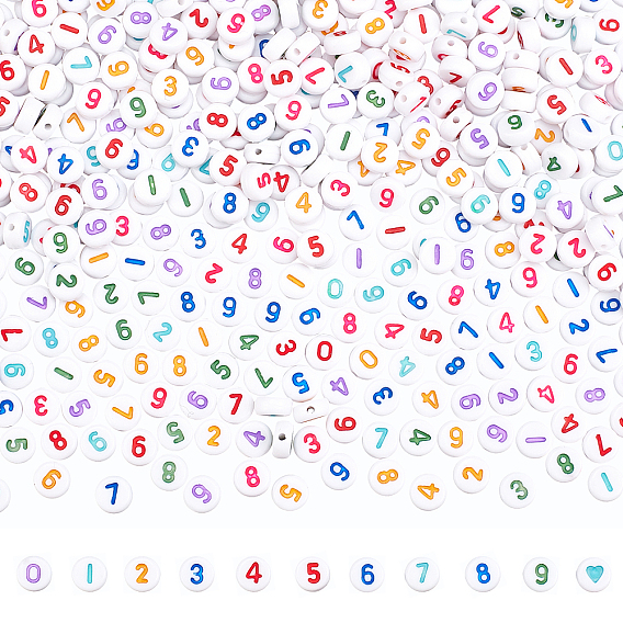 Opaque Acrylic Beads, Flat Round with Random Mixed Number