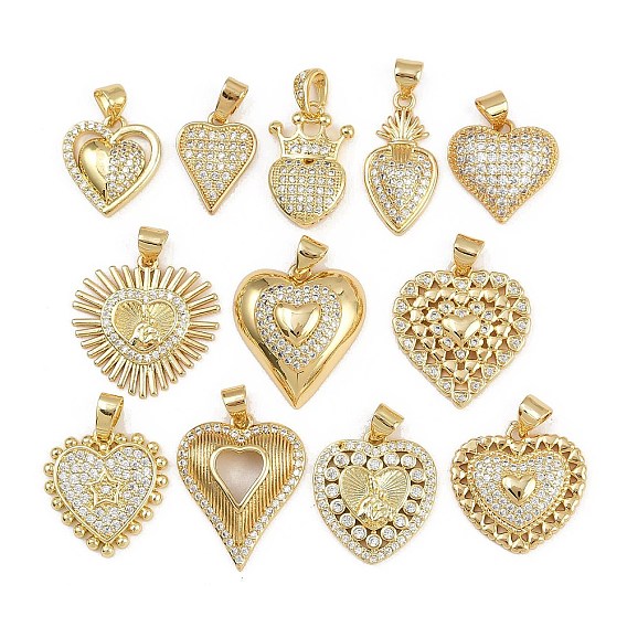 Латунные микропаве прозрачные подвески с фианитом, сердце
