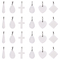 Opalite Pendants, with Iron and Brass Bails, Mixed Shapes