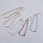 Glass Beads Charm Anklets, with Metal Findings, Rondelle and Heart