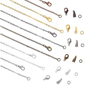 Fabrication de colliers de bricolage, avec des chaînes de câbles en laiton en laiton fabrication de collier et fermoirs à griffes de homard et encliquetage sur des balles et des anneaux de saut