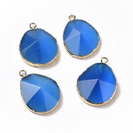 Glass Pendants, with Brass Findings, Faceted,Teardrop