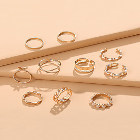 Ensemble de bagues croisées en perles papillon (pièces) - bijoux créatifs et minimalistes pour femmes.