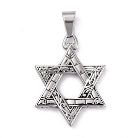 316 Surgical Stainless Steel Pendants, for Jewish, Star of David, 46x36x4mm, Hole: 7x10mm