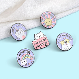 Adorable Cartoon Animal Brooch Pin for Clothes and Bags - Cute Round Cat Dog Letter Design with Anti-Slip Clasp