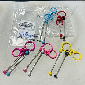 5pcs 5 porte-clés en alliage de couleurs et barre perlée en fer pour la fabrication de bijoux artisanaux de bricolage, avec fermoir pince de homard