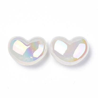 UV Plating Rainbow Iridescent Acrylic Beads, Heart