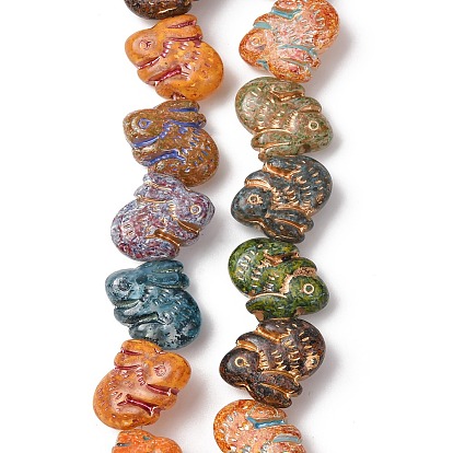 Окрашенные стеклянные бусины , золотой металл обвитыми, кролик