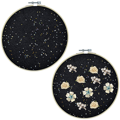 Imitation Leather Wall Hanging Brooch Jewelry Storage Display Stand, with Bamboo Frame, Flat Round