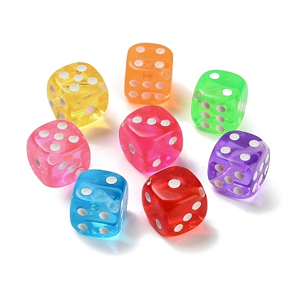 Spray Printed Transparent Acrylic Beads, Dice