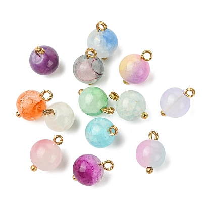 Сплав стекла подвески, круглые подвески, золотые, два тона