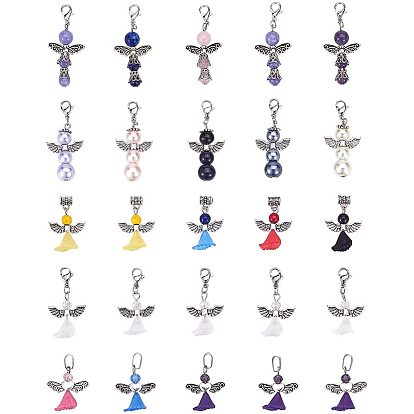 Подвески из бисера, с акриловыми бусинами и сплавами в тибетском стиле, ангел, античное серебро