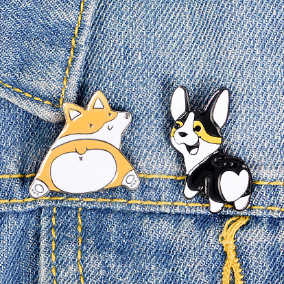 Cute Cartoon Dog Enamel Pin Set for Husky and Shiba Inu Lovers
