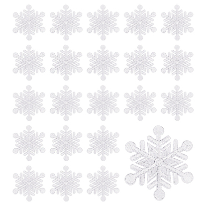 24 шт. снежинки из искусственного шёлка, пришитые на тканевые заплатки, швейные украшения