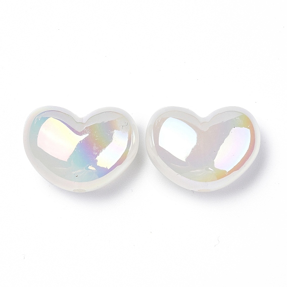 UV Plating Rainbow Iridescent Acrylic Beads, Heart