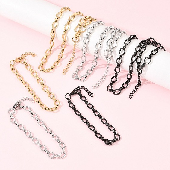 304 Наборы ювелирных украшений из цепочек и ожерелий из нержавеющей стали, с карабин-лобстерами 