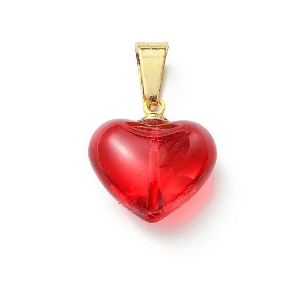 Подвески гальванизируйте стекла, шарма сердца, с защелкой из нержавеющей стали на поручнях, реальный 18 k позолоченный