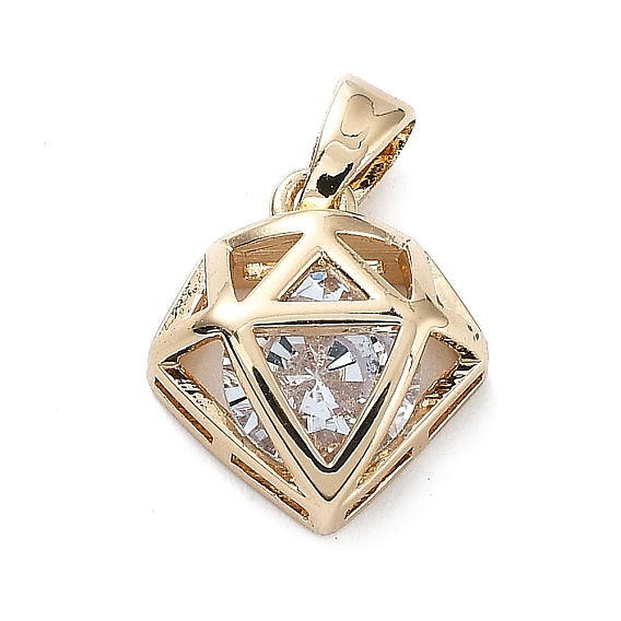 Brass with K9 Glass Pendants, Diamond Charms