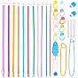 Afghan Aluminum Knitting Needles Set, with Plastic Sewing Scissors & Crochet Knitting Row Round Stitch Maker Counter, Aluminum Stitch Holder, ABS Plastic Knitting Crochet Locking Stitch Markers Holder