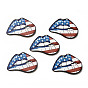 American Flag Theme Single Face Printed Aspen Wood Big Pendants, Lip Charm