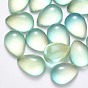 Transparent Spray Painted Glass Cabochons, with Glitter Powder, Teardrop