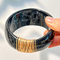 Resin Wide Bangels with Alloy Wire Wrapped for Women, Golden
