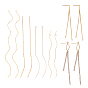 12Pcs 6 Styles Brass Stud Earring Findings, Ear Threads