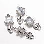 Brass Micro Pave Cubic Zirconia Kitten Pendants, Cat with Bowknot Shape, 20x11x5mm, Hole: 4x5mm