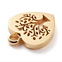 Ion Plating(IP) 304 Stainless Steel Charms, Laser Cut, Heart with Tree of Life