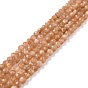 Natural Sunstone Beads Strands, Round, Faceted, Grade AA