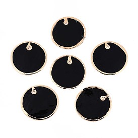 Подвески из натуральной ракушки капиз, окрашенные распылением, подвески-диски с латунной окантовкой, золотые