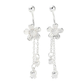 999 Sterling Silver Flower Tassel Ear Plug Gauges