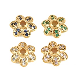 Латунь микро проложить кубический цирконий шарик, стойки покрытие, долговечный, без свинца и без кадмия, цветок, реальный 18 k позолоченный