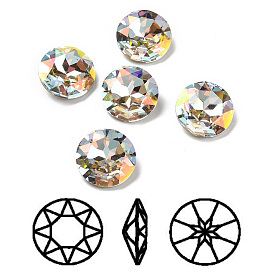 Light AB Style K9 Glass Rhinestone Cabochons, Pointed Back & Back Plated, Faceted, Flat Round