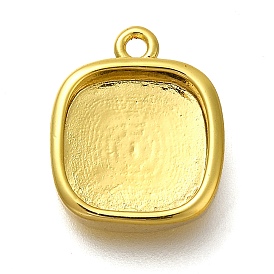 Rack Plating Brass Pendant Cabochon Settings, Long-Lasting Plated, Lead Free & Cadmium Free, Square