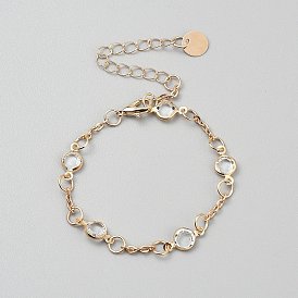 Браслеты из сплава с плоскими круглыми звеньями, ювелирные изделия из кабельной цепи для женщин, с кубического циркония