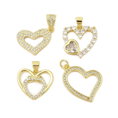 Полое сердце стойка покрытие латунь микро паве кубические цирконии подвески, долговечный, без свинца и без кадмия