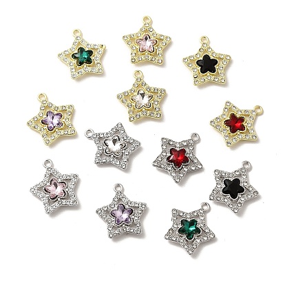 Подвески из сплава , с горным хрусталем и стеклом, без свинца, без кадмии и без никеля, стойки покрытие, звезда, разноцветные