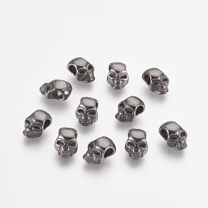 Tibetan Style European Beads, Cadmium Free & Nickel Free & Lead Free, Large Hole Beads, Skull for Halloween, 12x8x6mm, Hole: 4mm