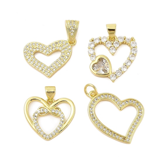 Полое сердце стойка покрытие латунь микро паве кубические цирконии подвески, долговечный, без свинца и без кадмия
